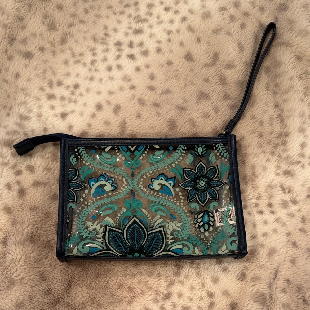 Vera Bradley Blue and Green Floral Wristlet